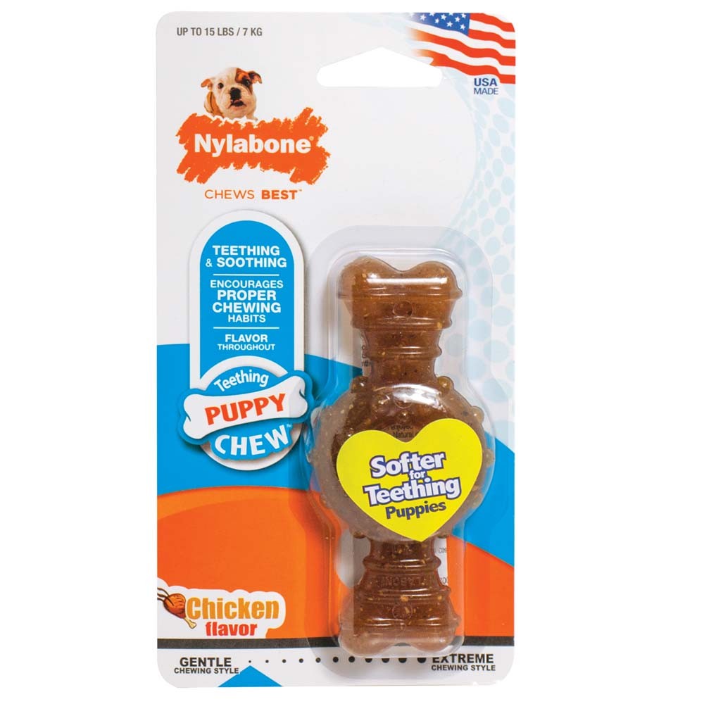 Nylabone Puppy Ring Bone Teething Toy for Puppies Ring Bone Chicken 1ea/XS/Petite - Up To 15 lb