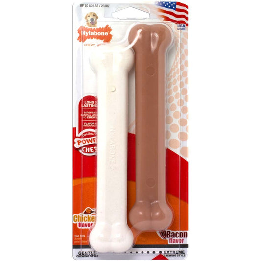 Nylabone Power Chew Bacon & Chicken Durable Dog Chew Toy Pack Bacon & Chicken 1ea/Large/Giant - Up To 50 lb