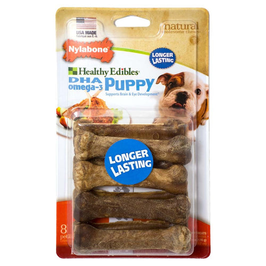 Nylabone Healthy Edibles Puppy AnimalShaped Lamb  Apple Dog Chew Treats Lamb  Apple, XS/Petite  Up To 15 Lbs. 8 ct