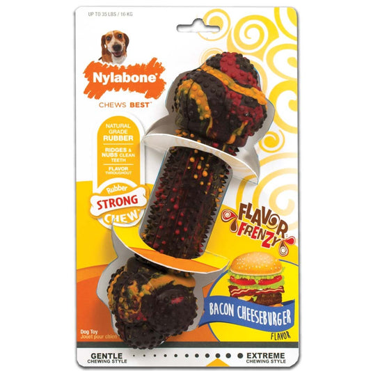 Nylabone Flavor Frenzy Strong Chew Dog Toy Bacon & Cheeseburger 1ea/Medium/Wolf - Up To 35 lb