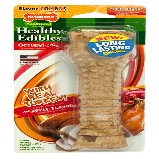 Nylabone Healthy Edibles AllNatural Long Lasting Turkey  Apple Dog Chew Treats Turkey  Apple, XL/Souper  50 Lbs. 1 ct