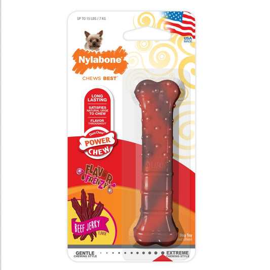 Nylabone Flavor Frenzy Power Chew Durable Dog Chew Toy Beef Jerky 1ea/XS/Petite - Up To 15 lb