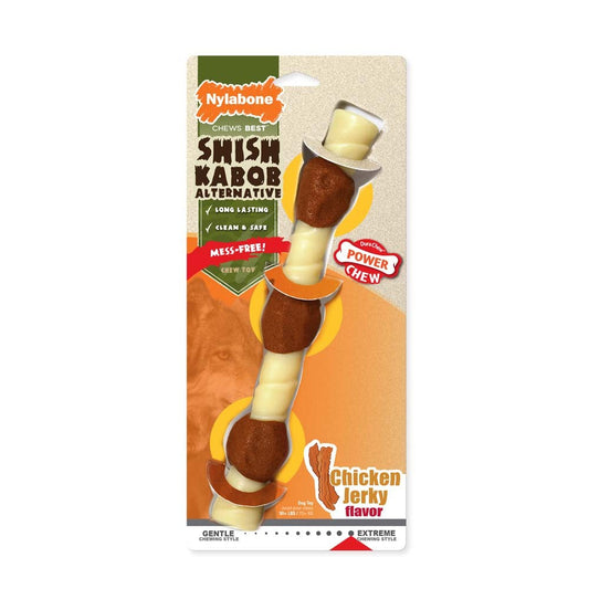 Nylabone Power Chew Shish Kabob Alternative Nylon Chew Toy Chicken Jerky Large/Giant - Up To 50 lb (Single Chew)