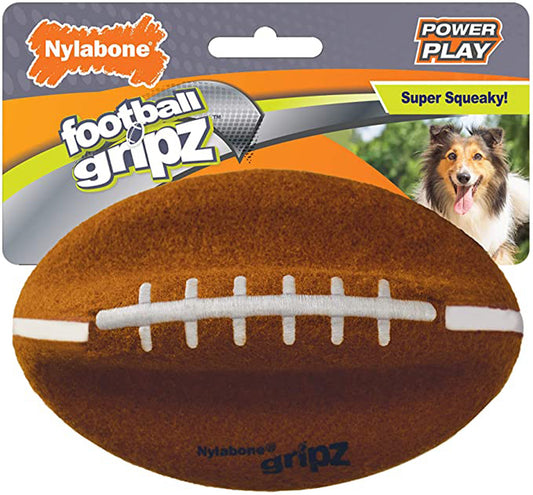 Nylabone Power Play Dog Football Gripz 1ea/Medium/Wolf - Up To 35 lb