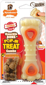 Nylabone Puppy Power Chew Knuckle Bone & Pop-In Puppy Treat Toy Combo Chicken 1ea/Medium/Wolf - Up To 35 lb