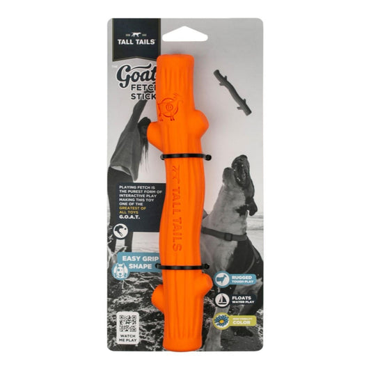 Tall Tails Dog Goat Fetch Stick Orange 10 Inch