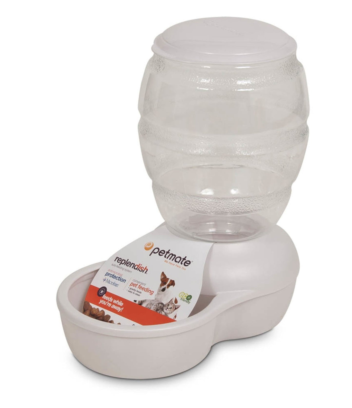 Petmate Replendish Feeder with Microban Pearl Silver Grey 1ea/SM