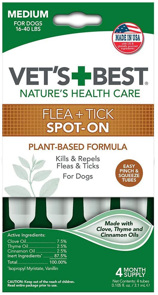 Vet's Best Flea and Tick Spot-On 1ea/3.1 ml, 4 ct