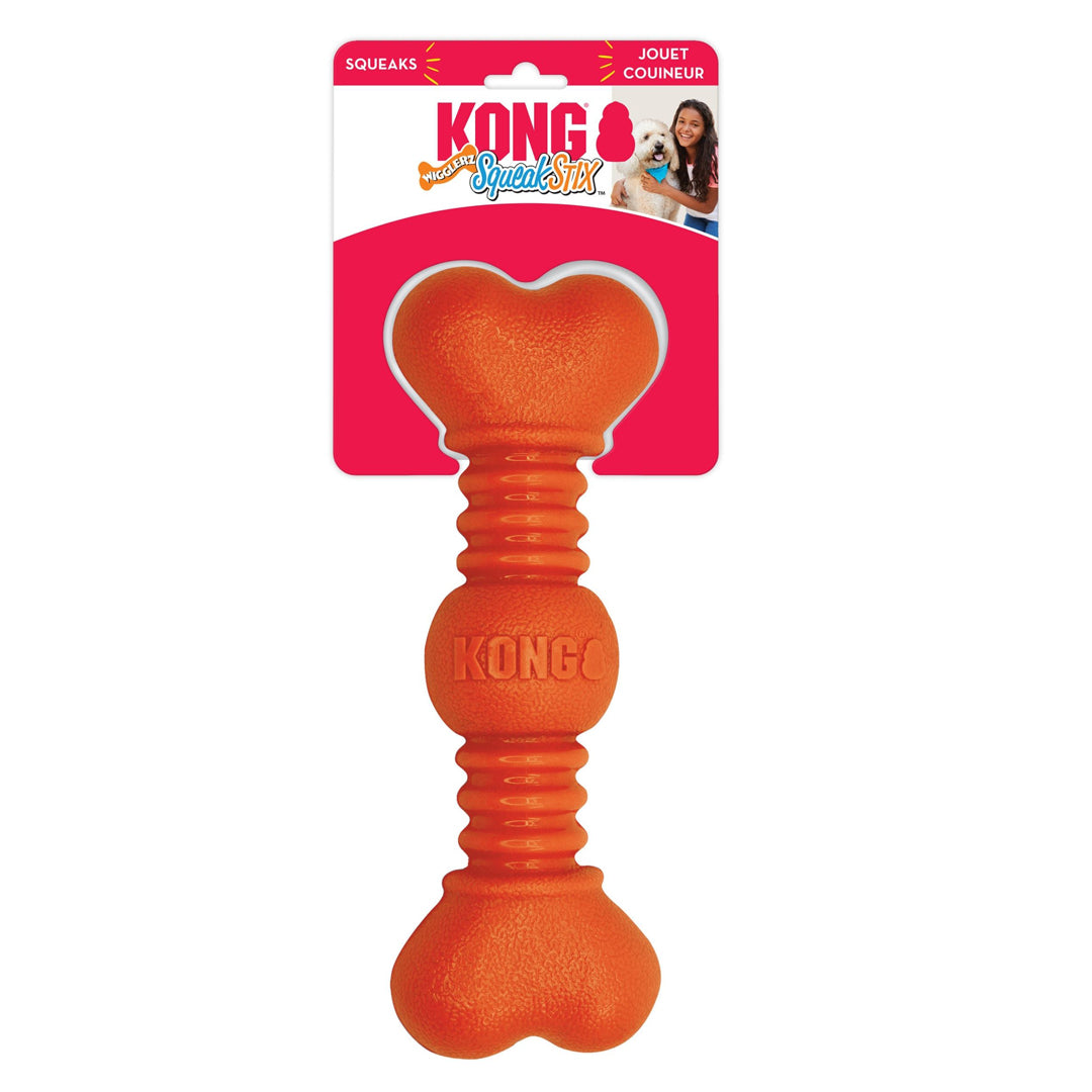 KONG SqueakStix Wigglerz Dog Toy Orange LG (2 pack)