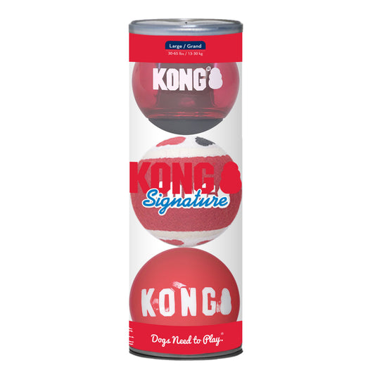 KONG Signature Ball Dog Toy Assorted 1ea/LG, 3 pk