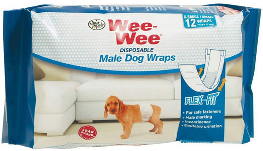 Four Paws Wee-Wee Disposable Male Dog Wraps 12 Count 1ea/XS / SMall