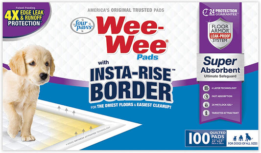 Four Paws Four Paws Wee-Wee Super Absorbent Dog Pee Pads with Insta-RiseÃƒÆ’Ã†â€™ÃƒÂ¢Ã¢â€šÂ¬Ã…Â¡ÃƒÆ’Ã¢â‚¬Å¡Ãƒâ€šÃ‚Â® Border 1ea/10 ct