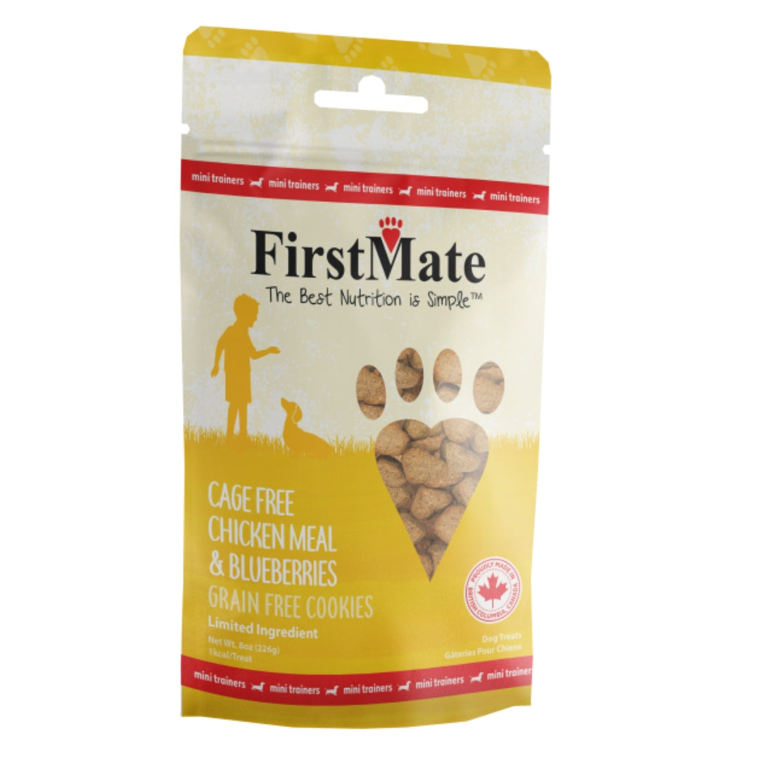 Firstmate Dog Limited Ingredient Grain Free  Mini Chicken Blueberry Treat 8oz.