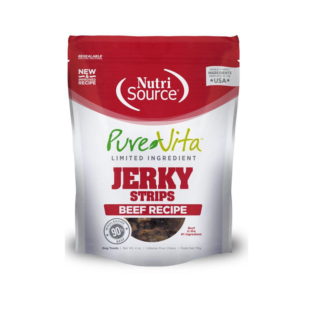 Pure Vita Dog Jerky Treat Beef 4oz.