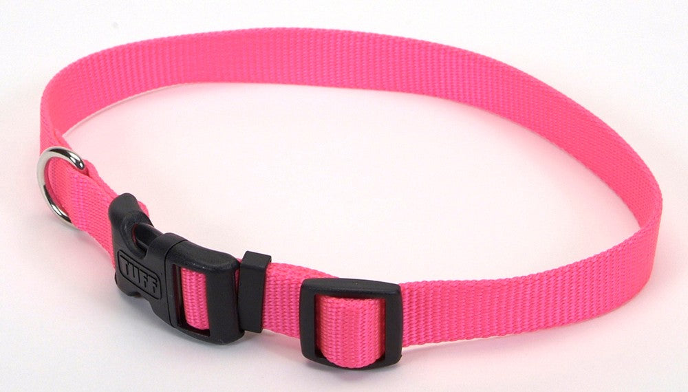 Coastal Adjustable Nylon Dog Collar with Plastic Buckle Neon Pink 1ea/5/8 In X 10-14 in