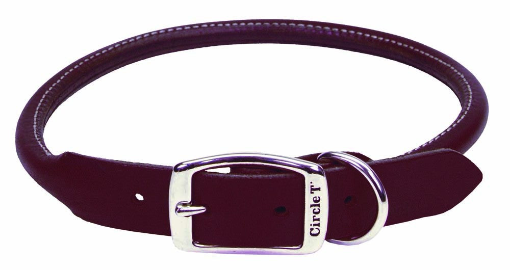 Circle T Latigo Leather Round Dog Collar Brown 1ea/1 In X 24 in