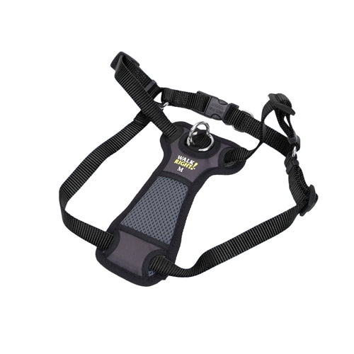 Walk Right Front-Connect Padded Dog Harness Black 1ea/SM, 16-24 in