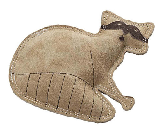 Dura-Fused Leather Dog Toy Raccoon Tan 1ea/SM