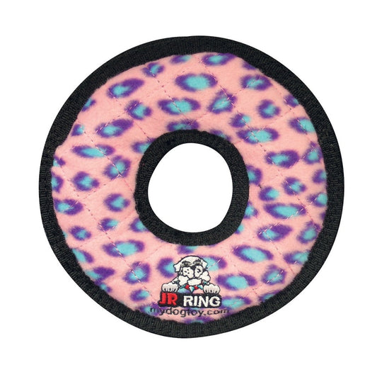 Tuffy Jr Ring Durable Dog Toy Pink Leopard 1ea/7 in