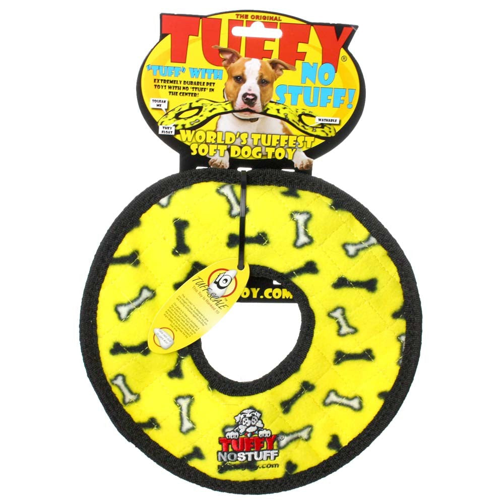 Tuffy NO STUFF Ultimate Ring Dog Toy Yellow Bone 1ea/9 in