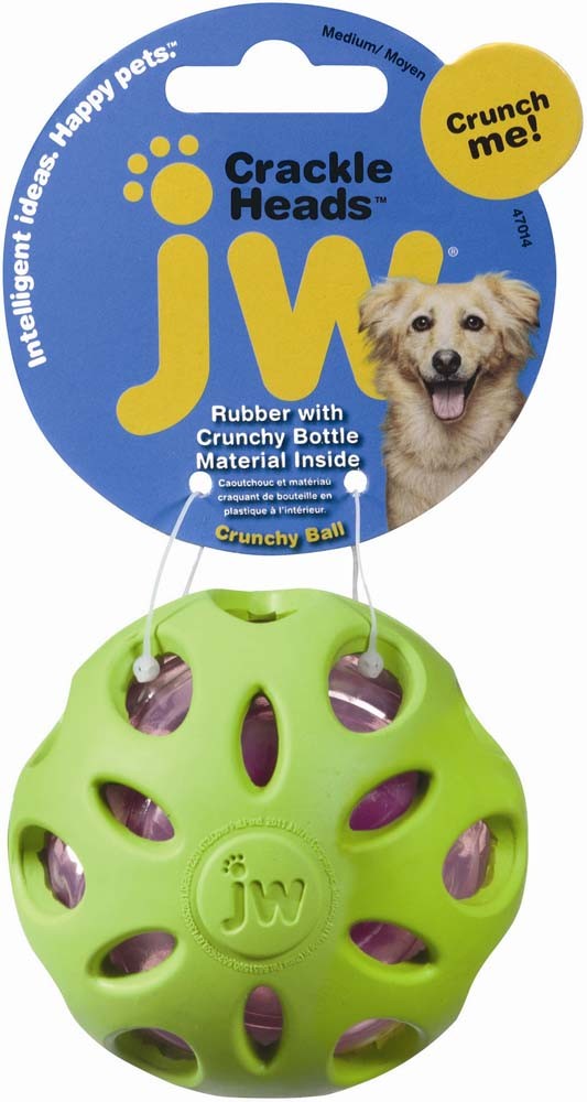 JW Pet Crackle Heads Crackle Ball Dog Toy Assorted 1ea/MD