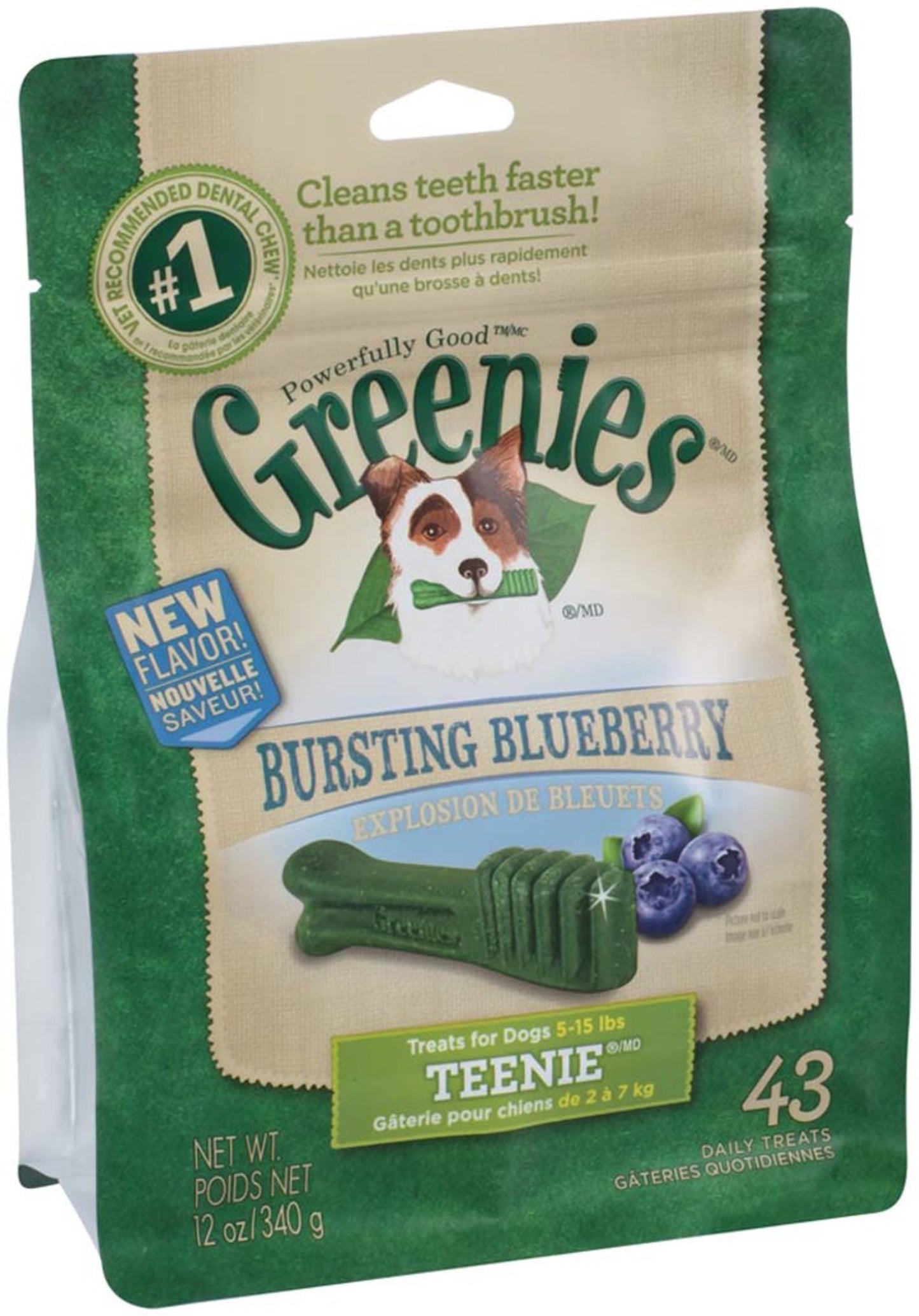 Greenies Dog Dental Treats Teenie Blueberry 1ea/12 oz, 43 ct