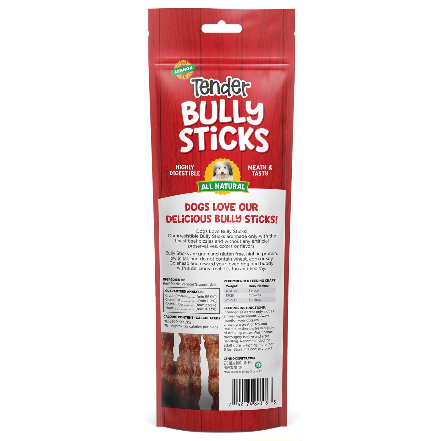 Lennox Tender Dog 8" Bully Sticks 4.16oz.