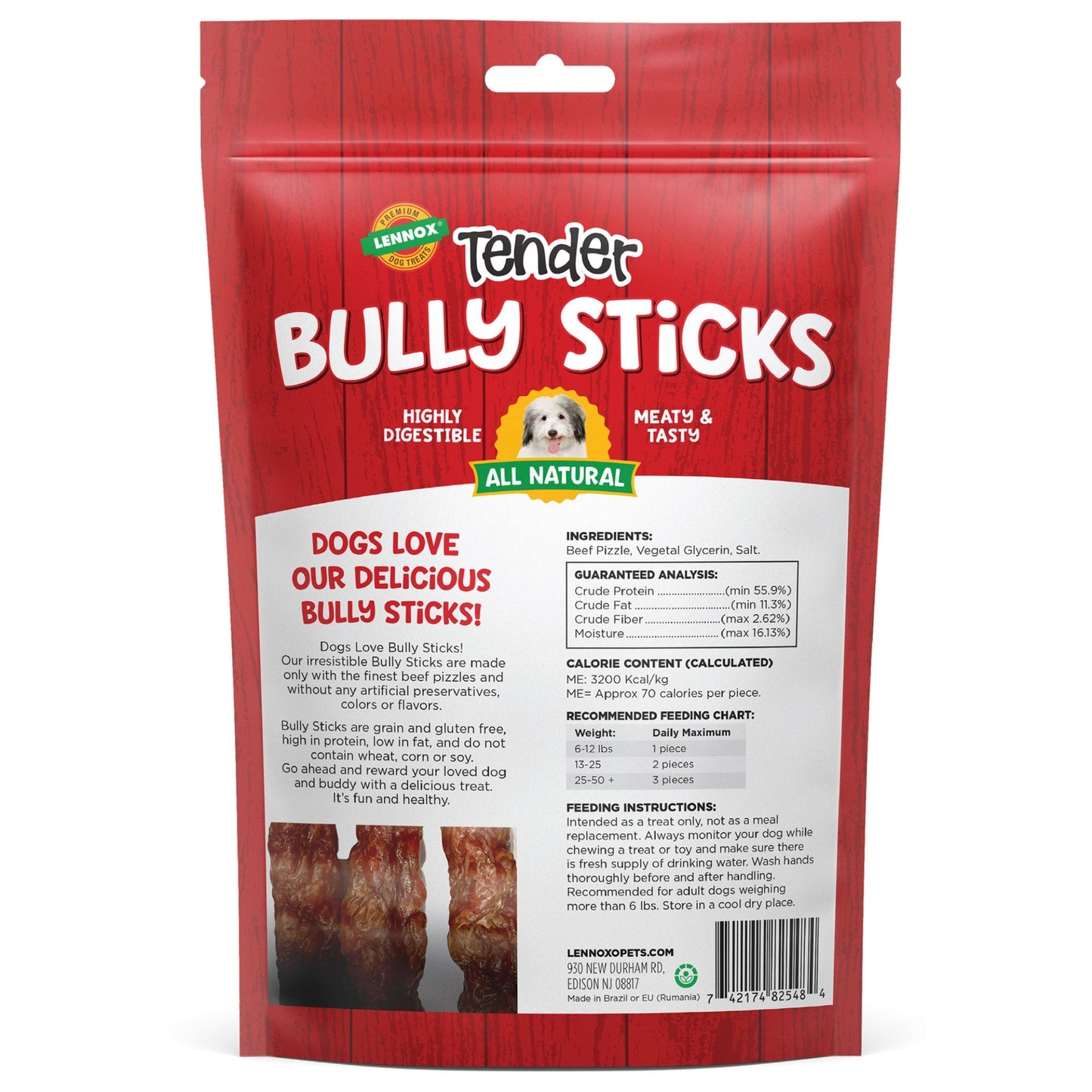 Lennox Tender Dog 4" 6.5oz. Bully Sticks