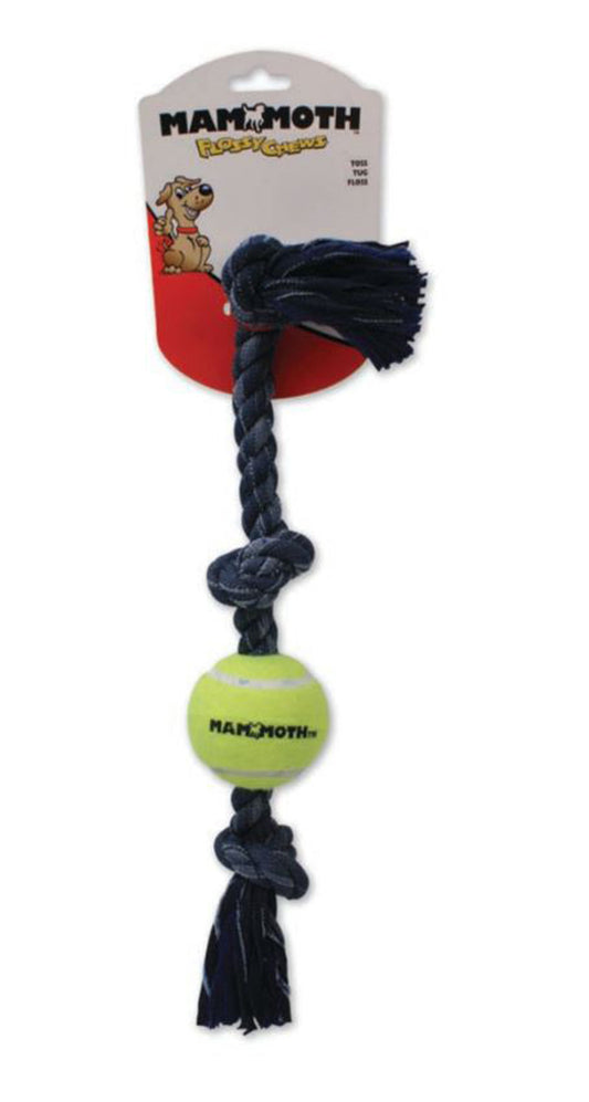 Mammoth Pet Products Denim 3 Knot Tug with Ball Dog Toy Grey 1ea/20 in, MD