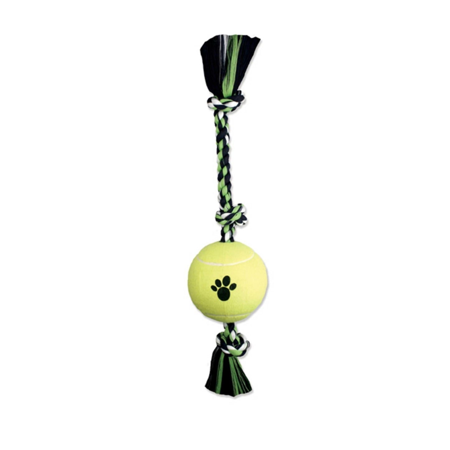 Mammoth Pet Products 3 Knot Tug Dog toy w/4in Tennis Ball Multi-Color 1ea/24 in, LG