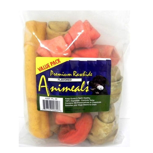 Animeal Assort Flav Large 3Lb Bag Rawhide Valuepack