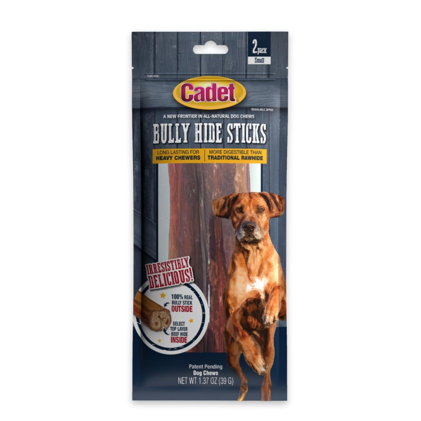 Cadet Bully Hide Sticks All-Natural Dog Chews Small Stick, 1ea/2 ct