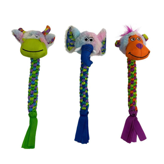 Multipet Pet Envy Braided Rope Animals Assorted 1ea/15 in