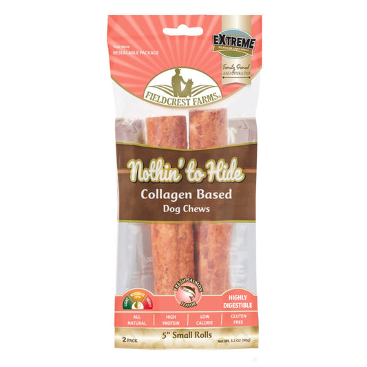 Fieldcrest Farms Nothin' to Hide Collagen Roll Dog Chew Salmon, 1ea/5 in, 2 pk