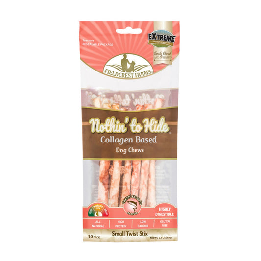 Fieldcrest Farms Nothin' to Hide Collagen Twist Stix Dog Chew Salmon, 1ea/Small, 10 pk