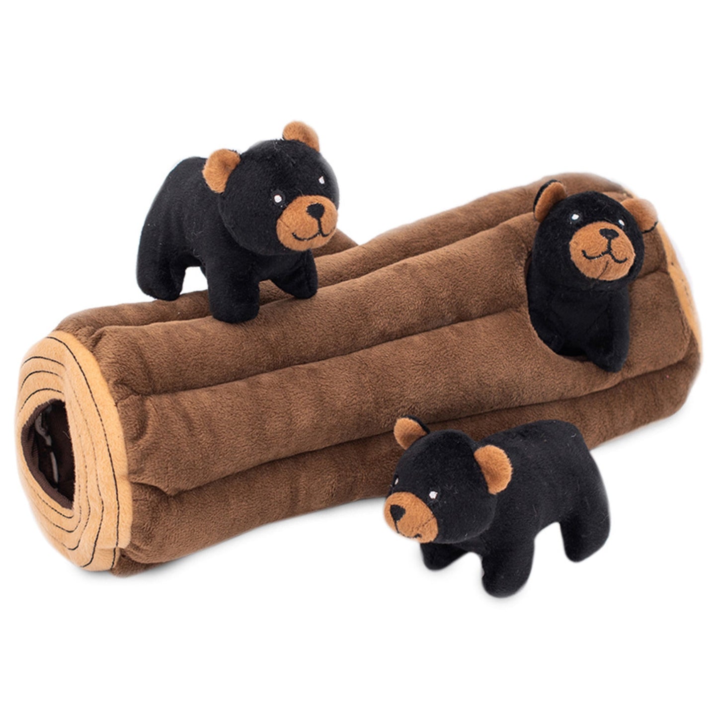 ZippyPaws Zippy Burrow Dog Toy Black Bear Log 1ea/XL