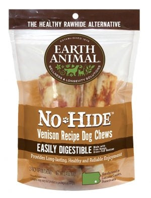 Earth Animal No Hide Venison Chews Dog Treats, 4 Inch, 2 Pack