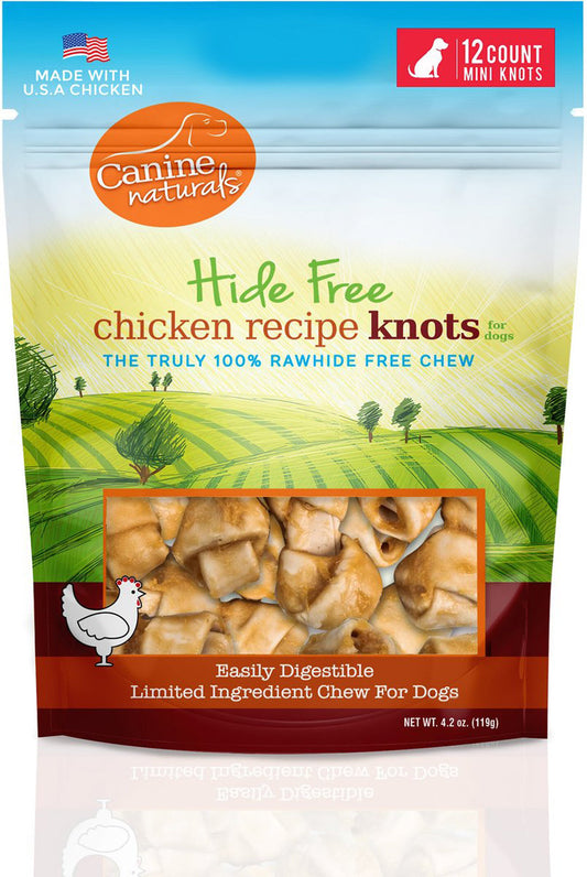 Canine Natural Hide Free Chicken Mini Knot 12Pk