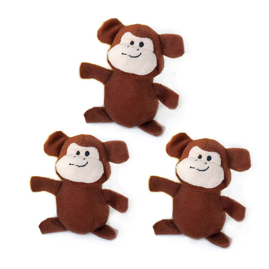 ZippyPaws Miniz Dog Toys Monkeys 1ea/XS, 3 pk