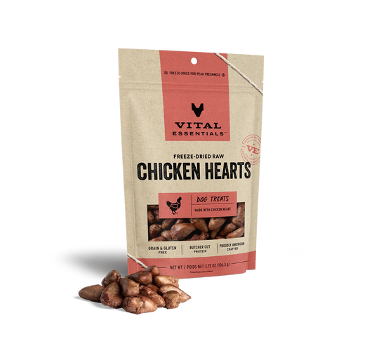 Vital Essentials Dog Freeze-Dried Treat Chicken Hearts 3.75oz.