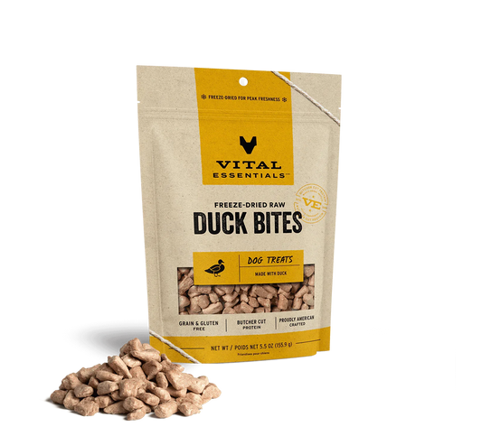 Vital Essentials Dog Freeze-Dried Treat Bites Duck 5.5oz.