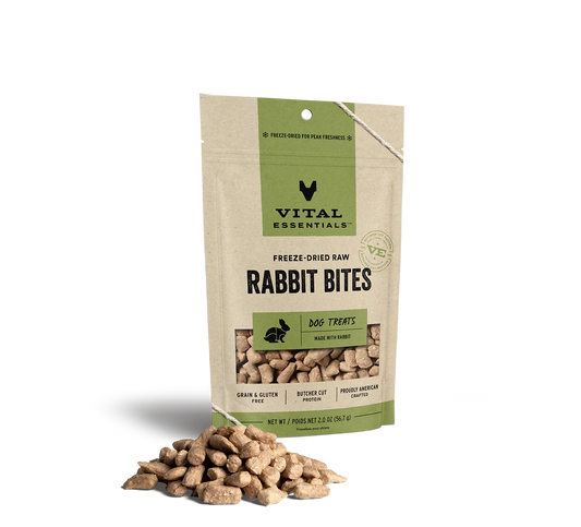 Vital Essentials Dog Freeze-Dried Treat Bites Rabbit 2oz.