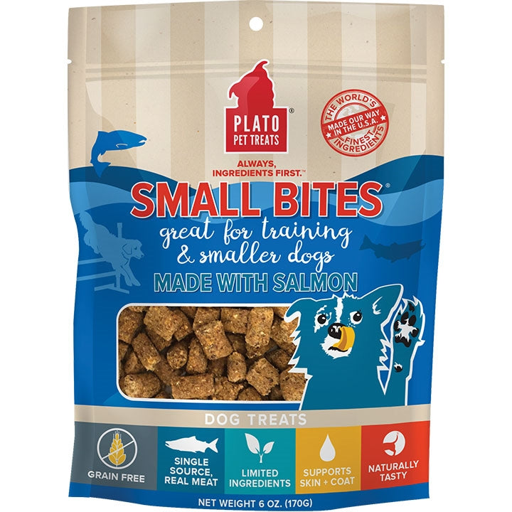 Plato Dog Strips Small Bites Grain Free Salmon 6oz.