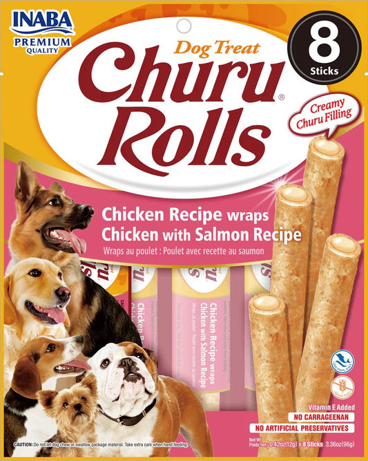 Inaba Inaba Dog Churu Rolls Chicken S Almon Wraps 6Ct/3.36Oz