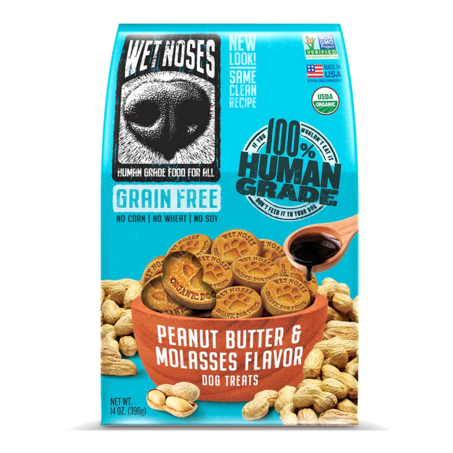 Wet Noses Dog Grain Free Peanut Butter Molasses 14oz.