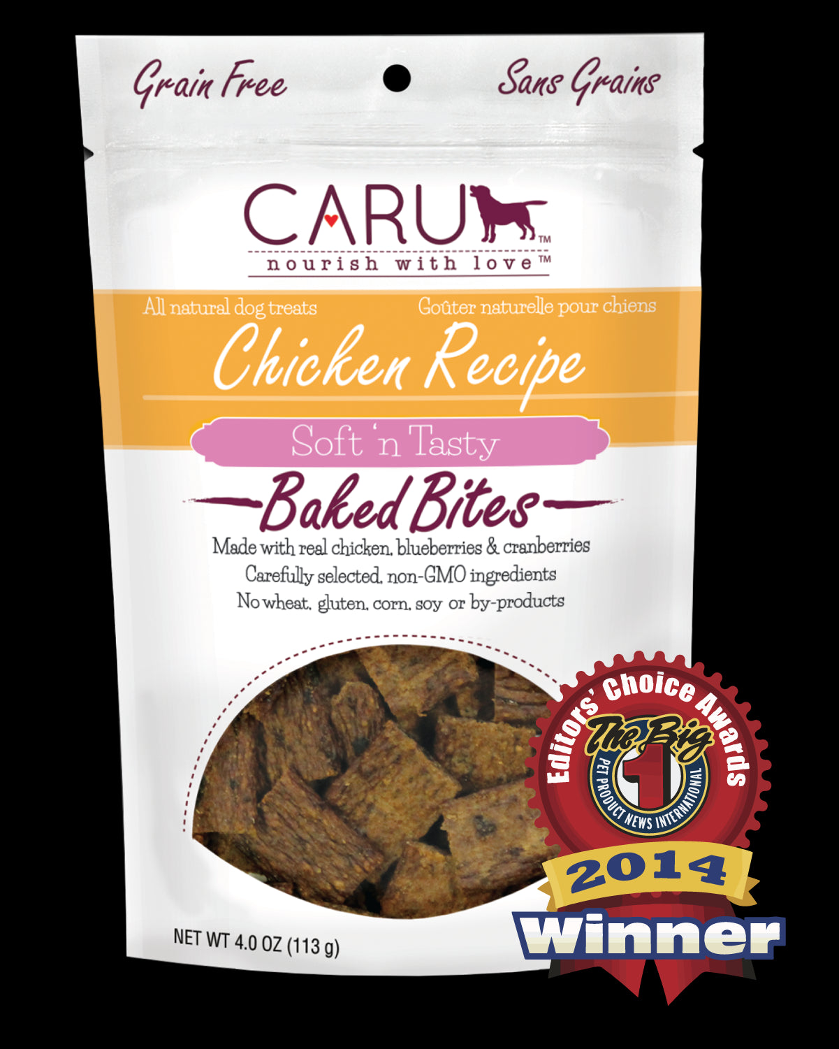 Caru Dog Natural Chicken Recipe Bites 4oz.