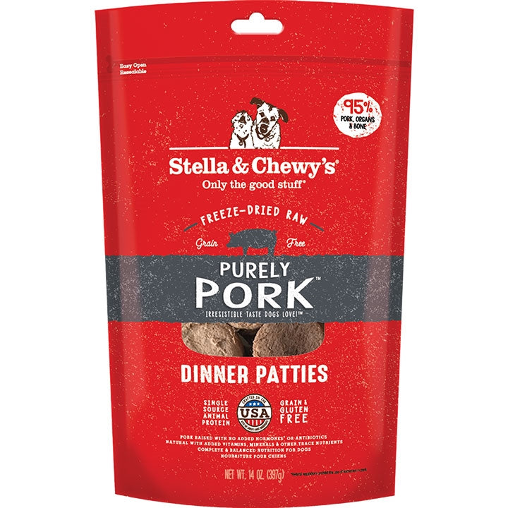 Stella And Chewys Dog Freeze-Dried Dinner Patties Pork 14 oz.