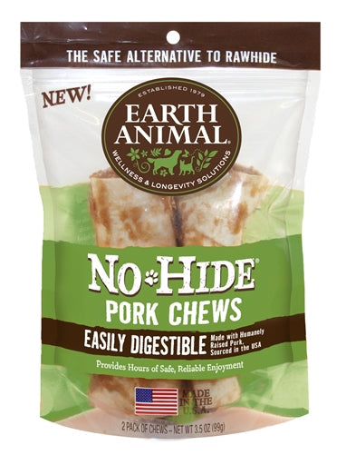 Earth Animal No Hide Pork Chews Dog Treats; 4 Inch; 2 Pack