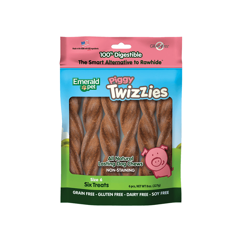 Emerald Pet Piggy Twizzies Dog Treat Pork 1ea/6 in, 6 pk, 8 oz