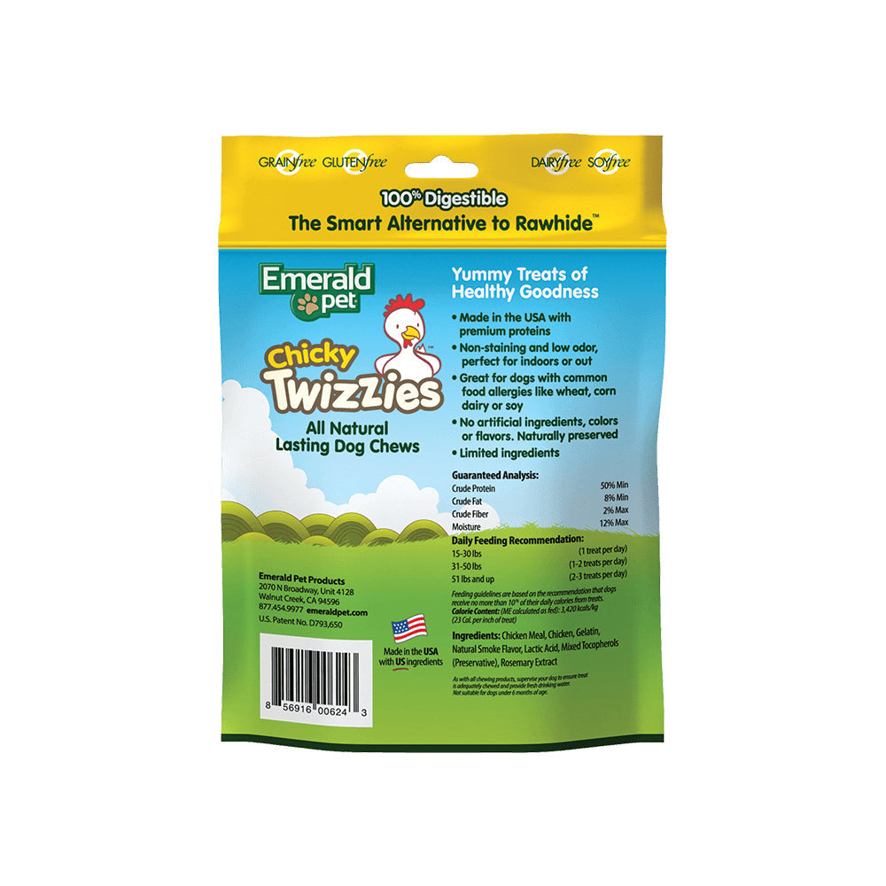 Emerald Pet Chicky Twizzies Dog Treat Chicken 1ea/6 in, 6 pk, 8 oz